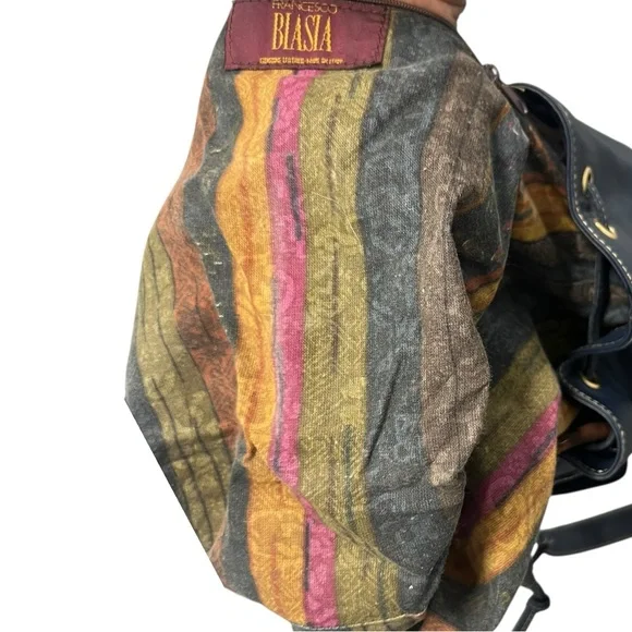 Francesco Biasia Navy Leather Bucket Bag - Picture 9 of 9